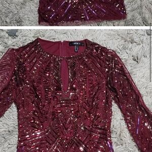 Elegant Burgundy Sequin Top
